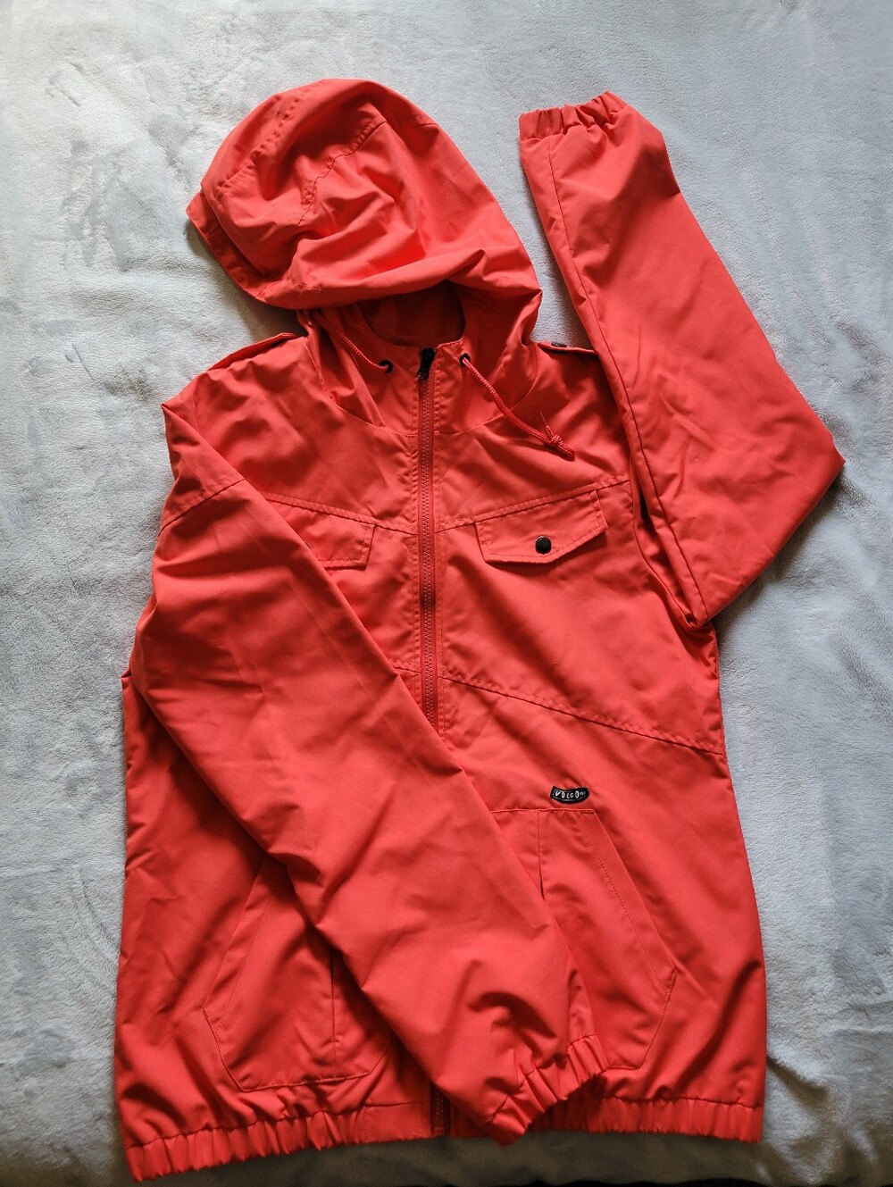 Volcom | Coral-Red Hooded Rain Anorak